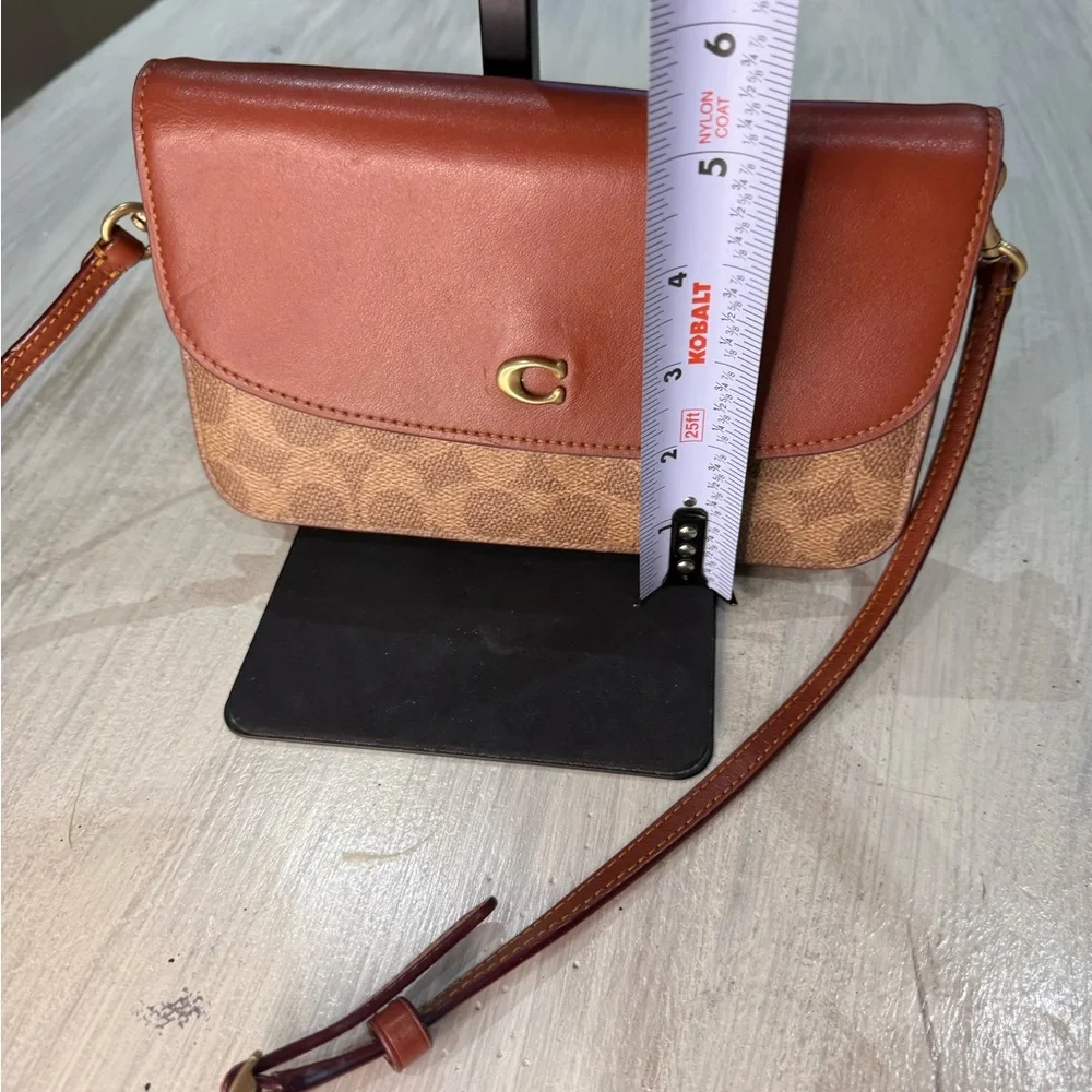 Coach Brown Signature Canvas and Leather Crossbody with Gold 'C'